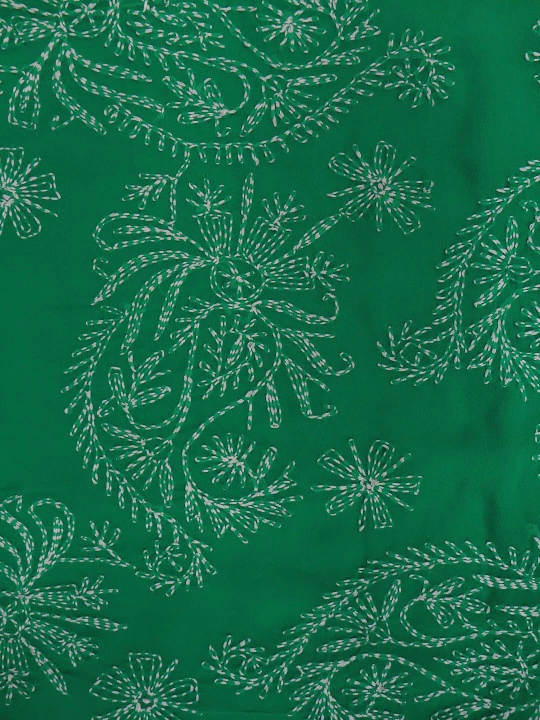 Ada Hand Embroidered British Racing Green Georgette Lucknowi Chikankari Saree With Blouse A136704