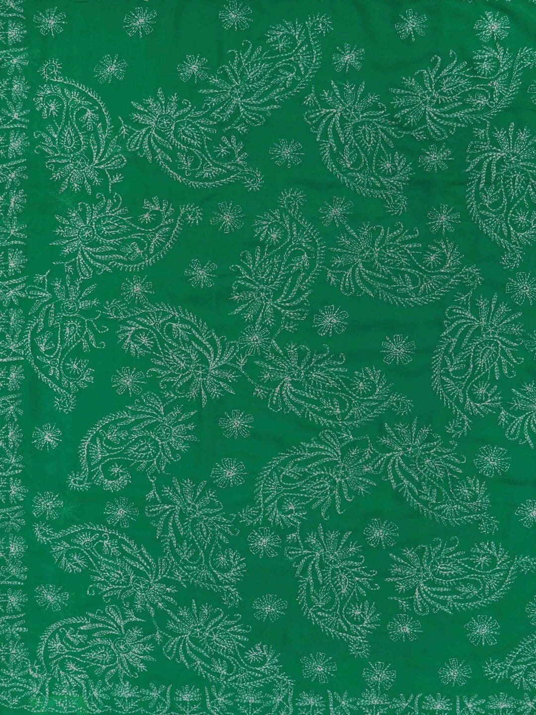 Ada Hand Embroidered British Racing Green Georgette Lucknowi Chikankari Saree With Blouse A136704