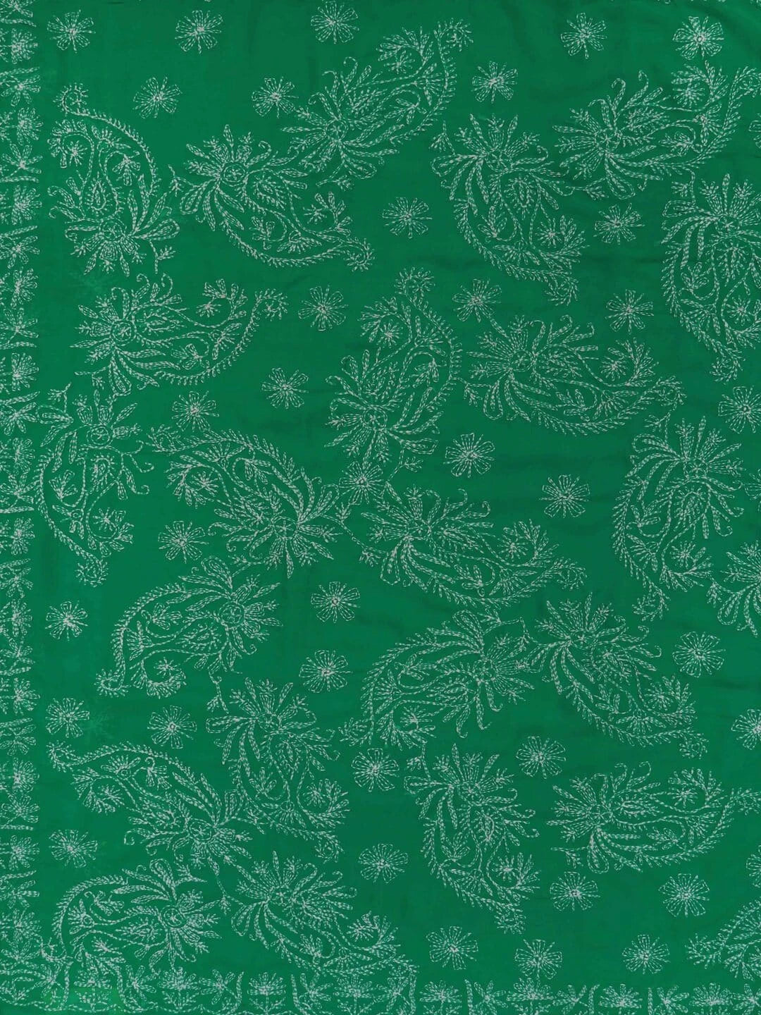 Ada Hand Embroidered British Racing Green Georgette Lucknowi Chikankari Saree With Blouse A136704