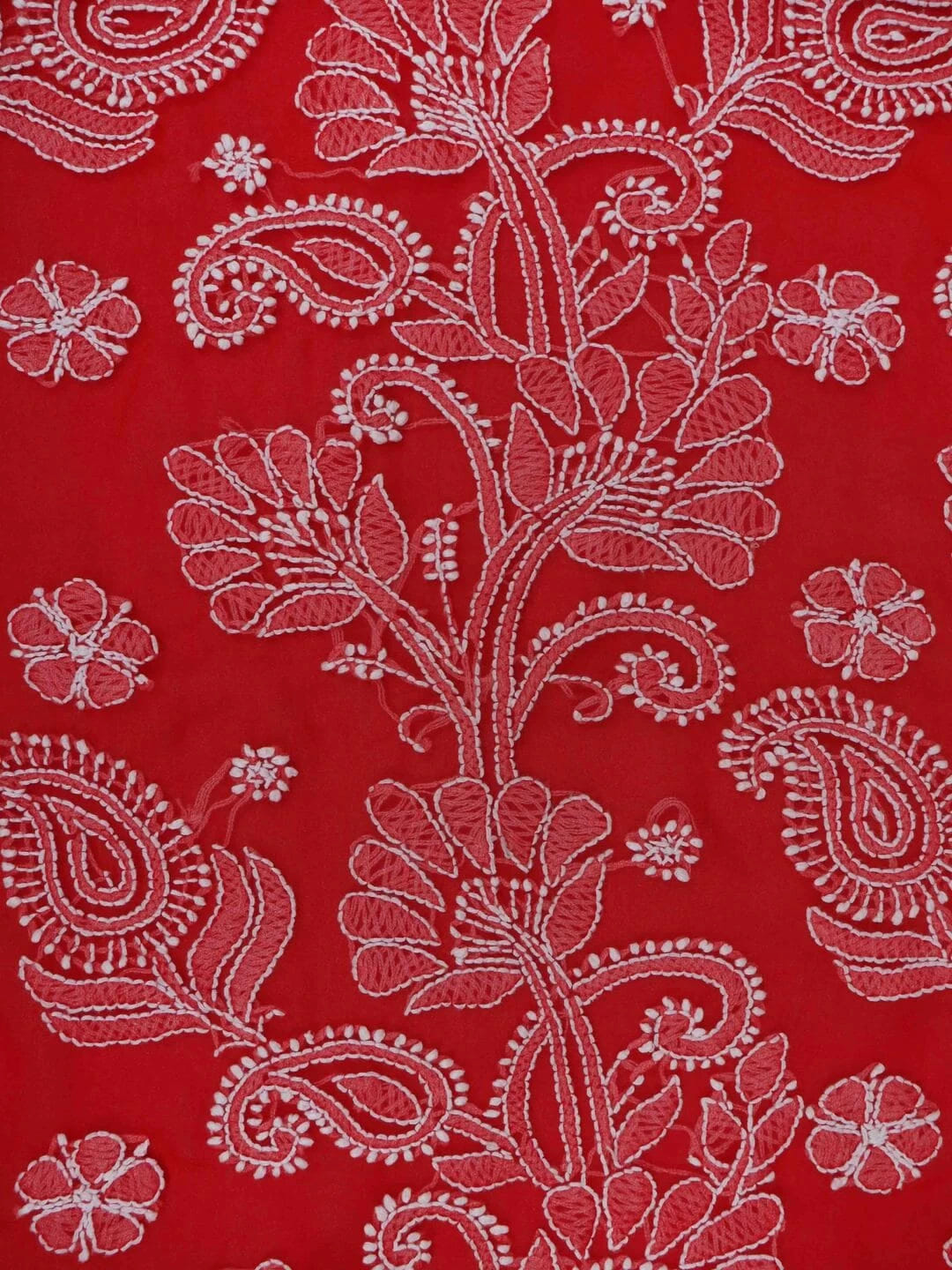 Ada Hand Embroidered Red Georgette Lucknowi Chikankari Saree With Blouse A351766