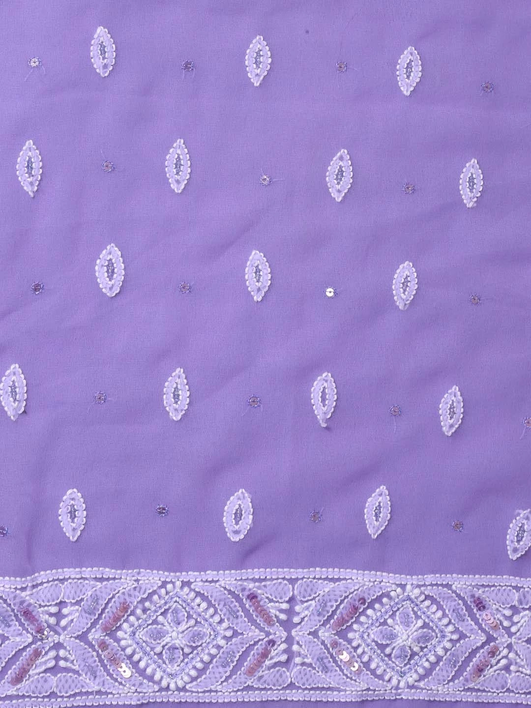 Ada Hand Embroidered Mauve Georgette Lucknowi Chikankari Semi-Stitched Lehenga Set With Pearl Work 01A363193