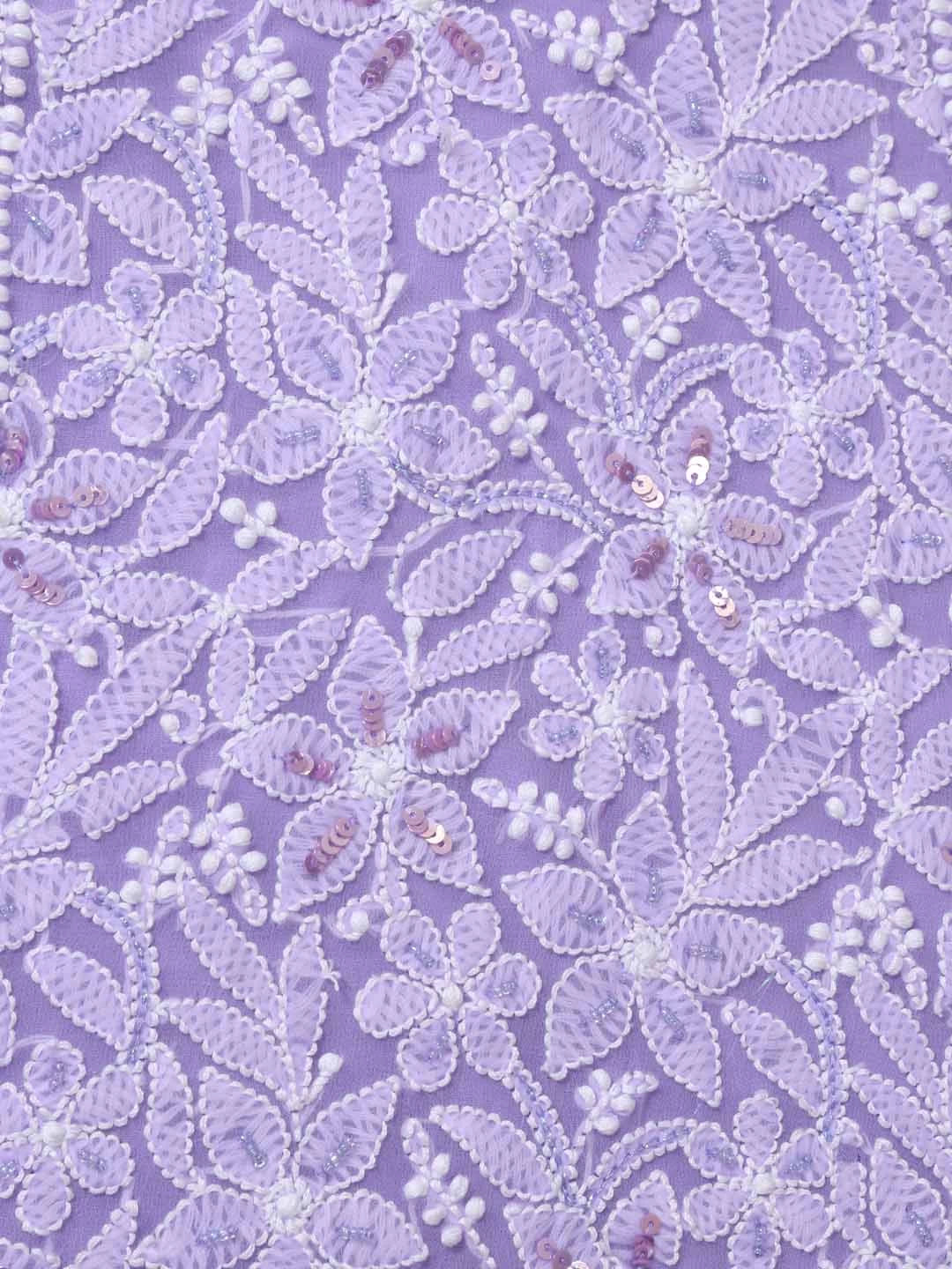 Ada Hand Embroidered Mauve Georgette Lucknowi Chikankari Semi-Stitched Lehenga Set With Pearl Work 01A363193
