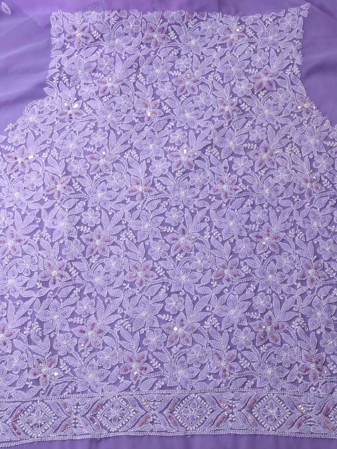 Ada Hand Embroidered Mauve Georgette Lucknowi Chikankari Semi-Stitched Lehenga Set With Pearl Work 01A363193