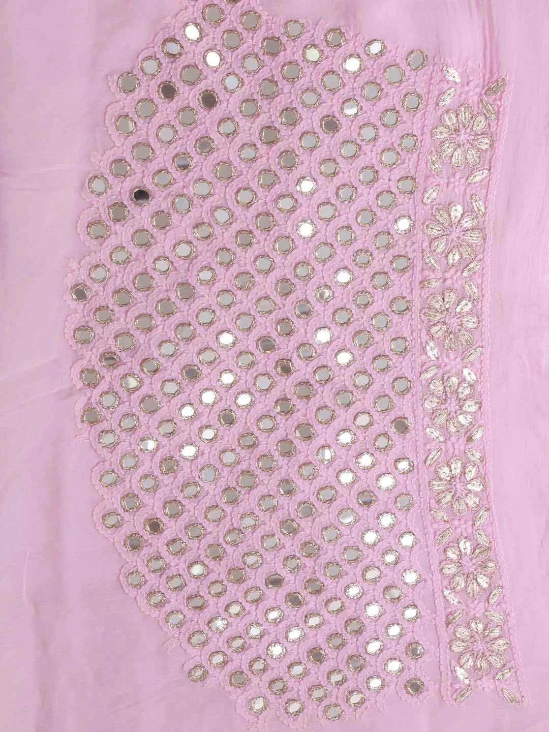 Ada Hand Embroidered Baby Pink Viscose Georgette Lucknowi Chikankari Semi Stitched Lehenga Set With Pearl Work 01A327608