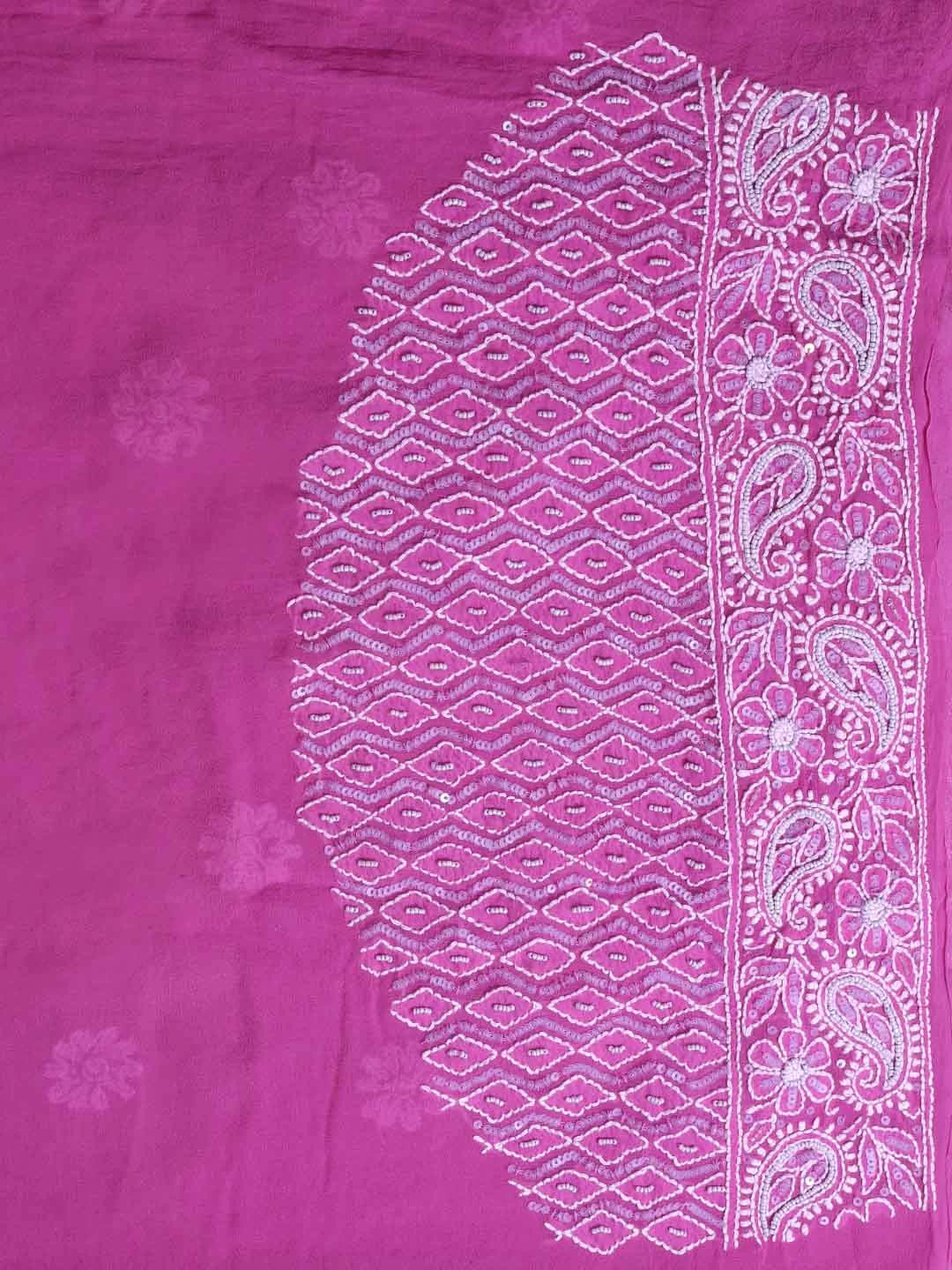 Ada Hand Embroidered Lilac Mauve Georgette Lucknowi Chikankari Semi-Stitched Lehenga Set With Sequinned Work 01A85970