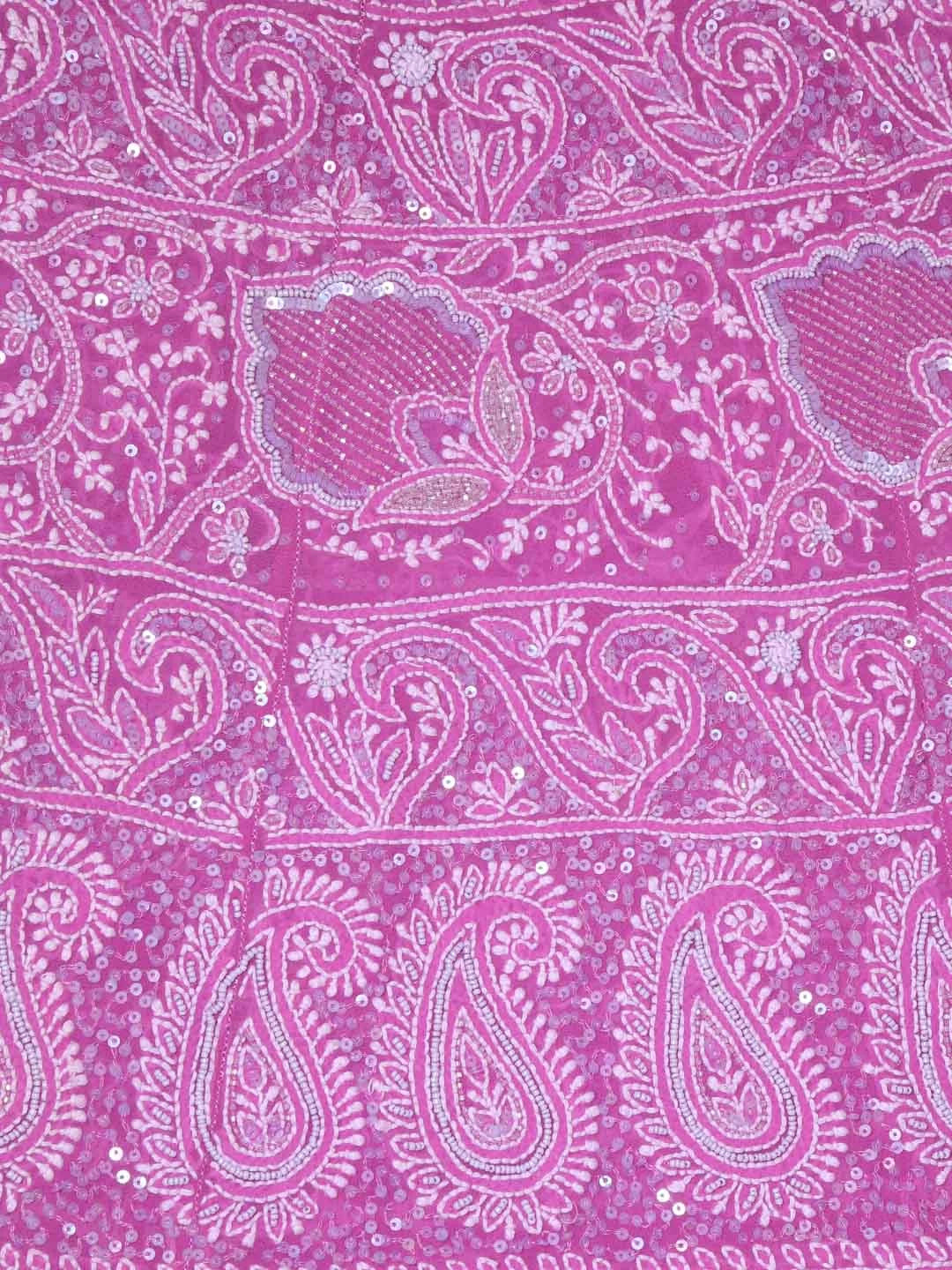 Ada Hand Embroidered Lilac Mauve Georgette Lucknowi Chikankari Semi-Stitched Lehenga Set With Sequinned Work 01A85970