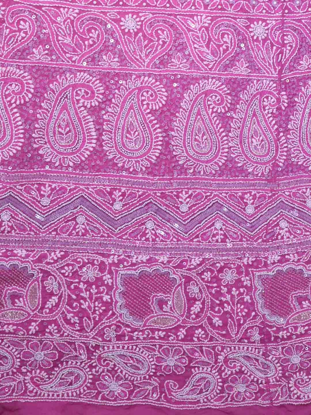 Ada Hand Embroidered Lilac Mauve Georgette Lucknowi Chikankari Semi-Stitched Lehenga Set With Sequinned Work 01A85970