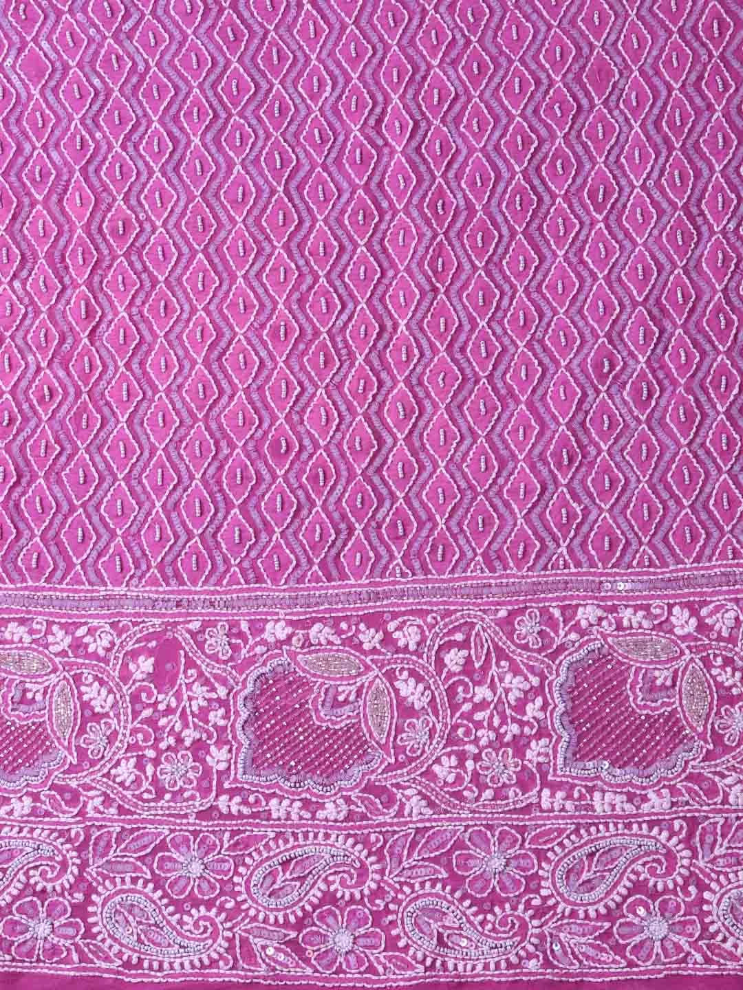 Ada Hand Embroidered Lilac Mauve Georgette Lucknowi Chikankari Semi-Stitched Lehenga Set With Sequinned Work 01A85970