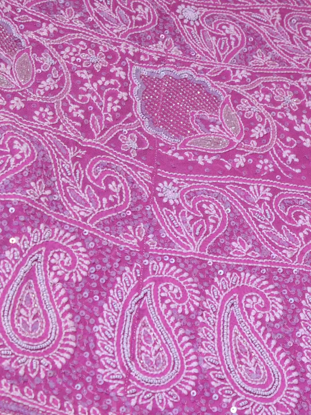 Ada Hand Embroidered Lilac Mauve Georgette Lucknowi Chikankari Semi-Stitched Lehenga Set With Sequinned Work 01A85970