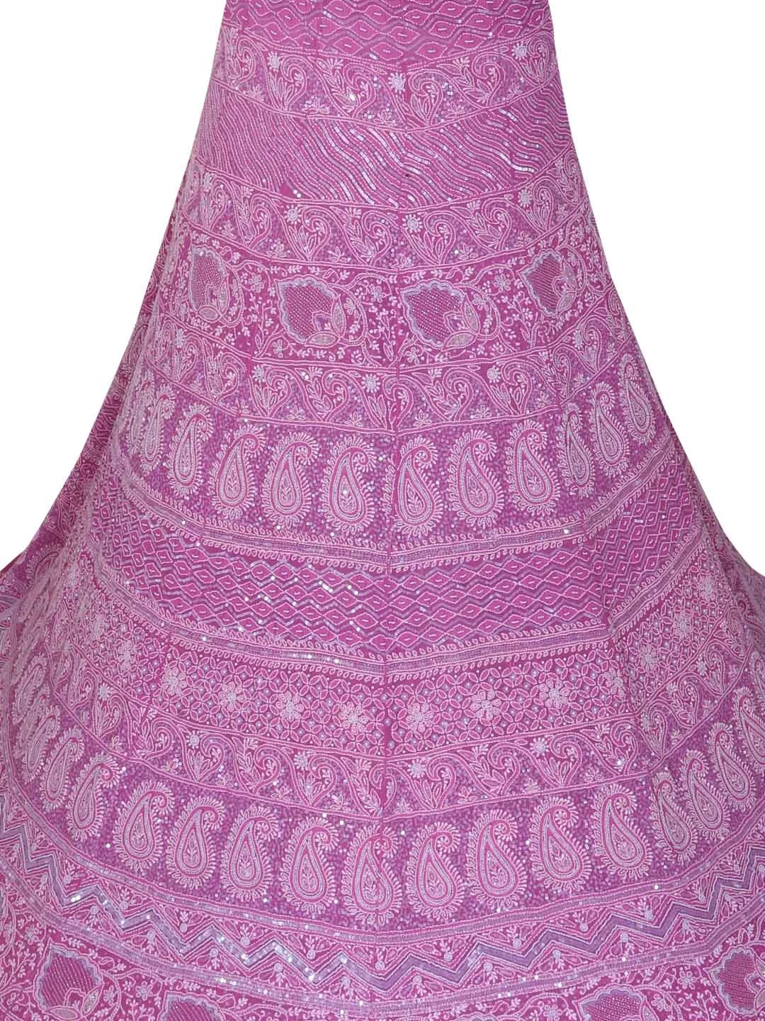 Ada Hand Embroidered Lilac Mauve Georgette Lucknowi Chikankari Semi-Stitched Lehenga Set With Sequinned Work 01A85970