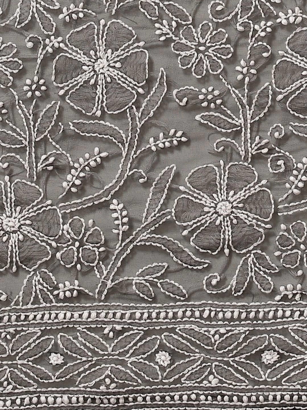 Ada Hand Embroidered Black Georgette Lucknow Chikankari Saree with Blouse A311305
