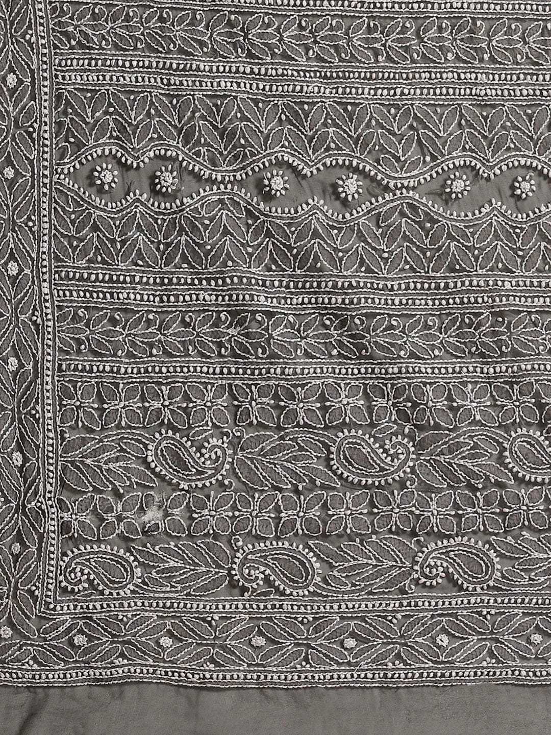 Ada Hand Embroidered Black Georgette Lucknow Chikankari Saree with Blouse A311305