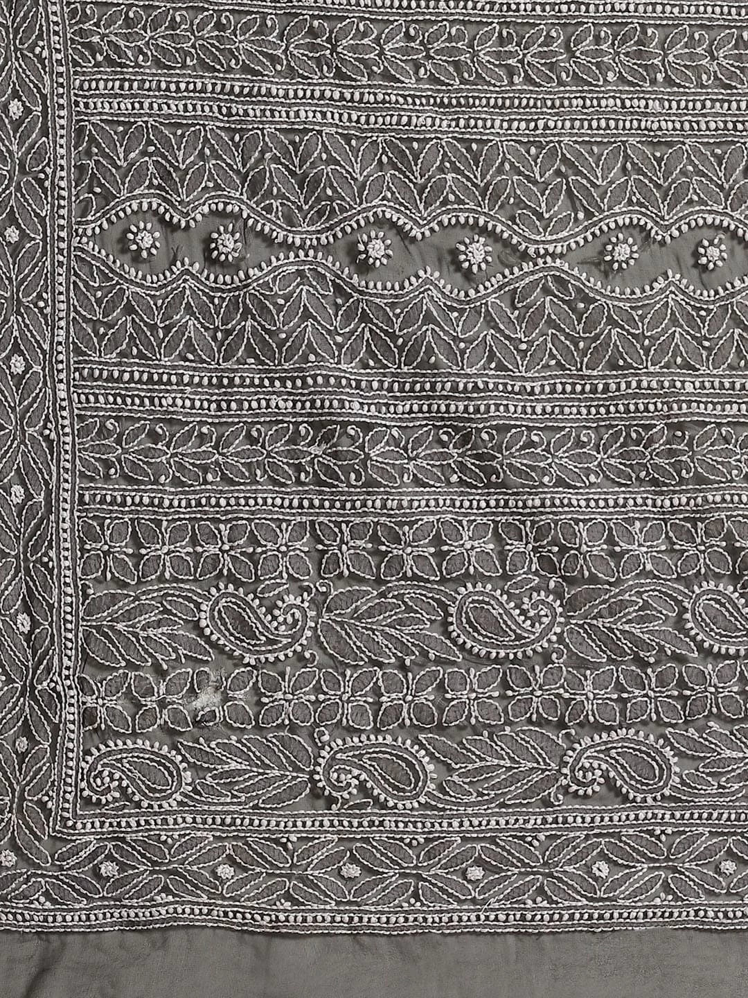 Ada Hand Embroidered Black Georgette Lucknow Chikankari Saree with Blouse A311305