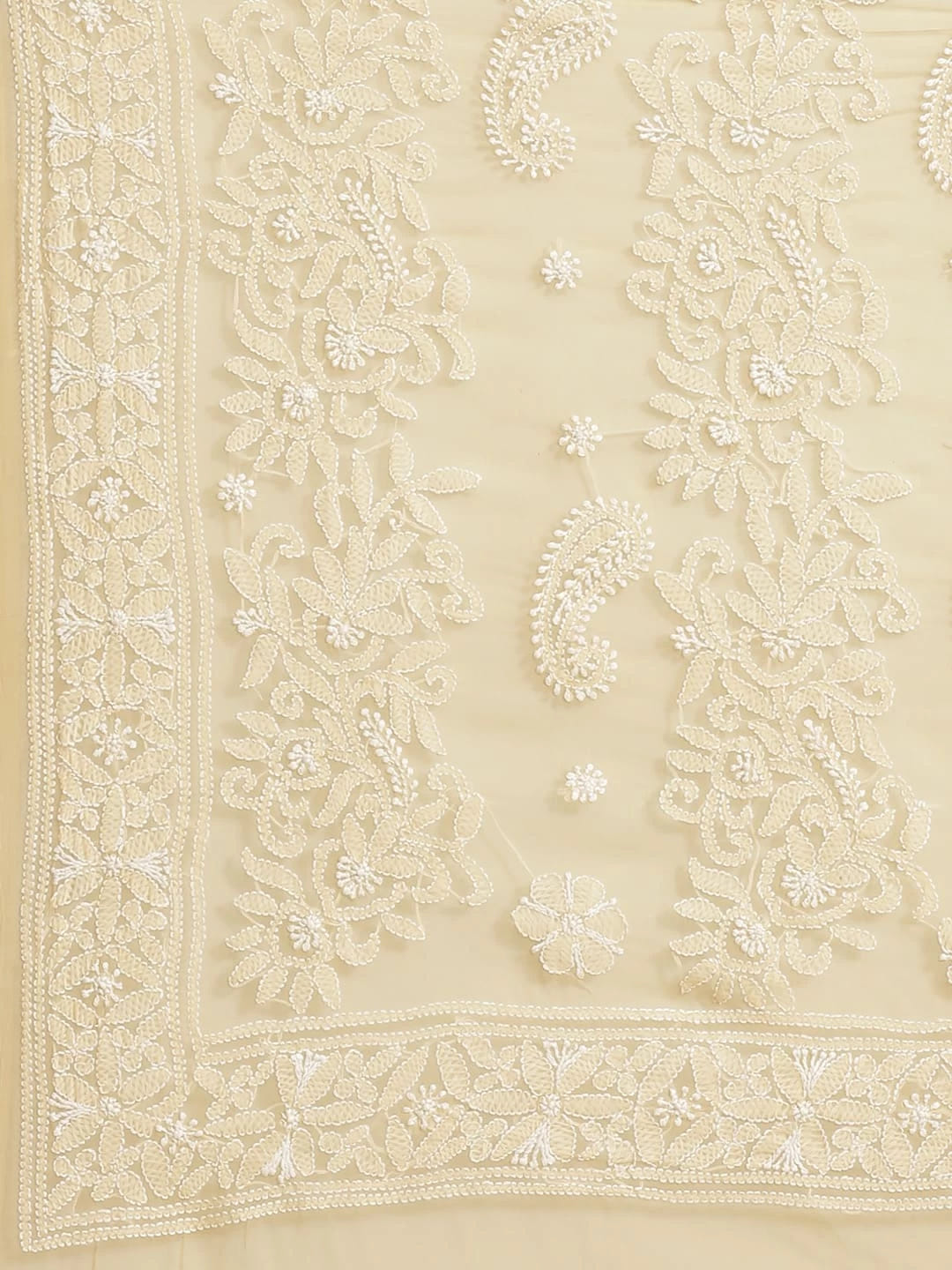 Ada Hand Embroidered Fawn Georgette Lucknow Chikankari Saree With Blouse A311291