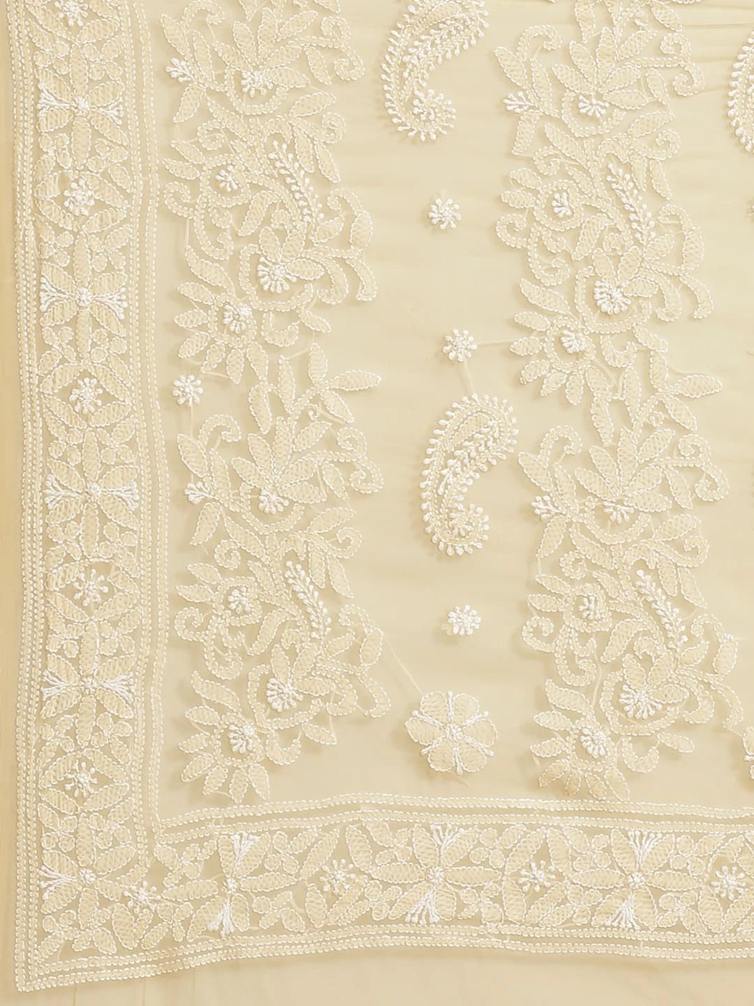 Ada Hand Embroidered Fawn Georgette Lucknow Chikankari Saree With Blouse A311291
