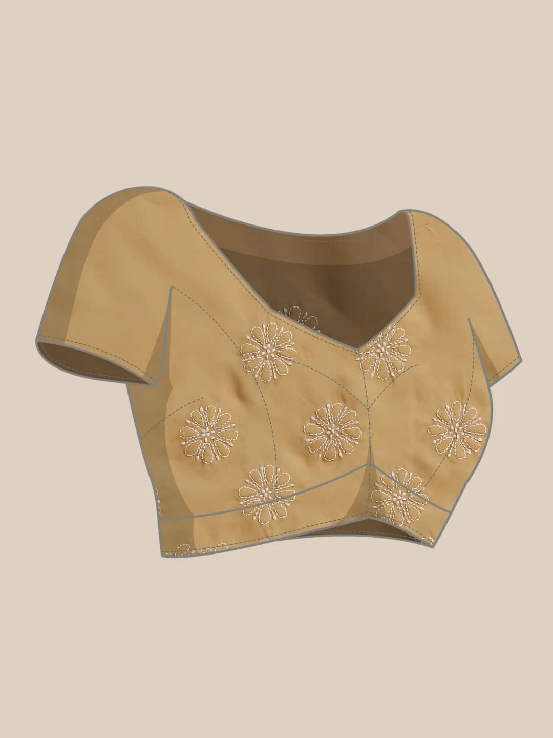 Ada Hand Embroidered Fawn Cotton Lucknow Chikankari Saree With Blouse A311318