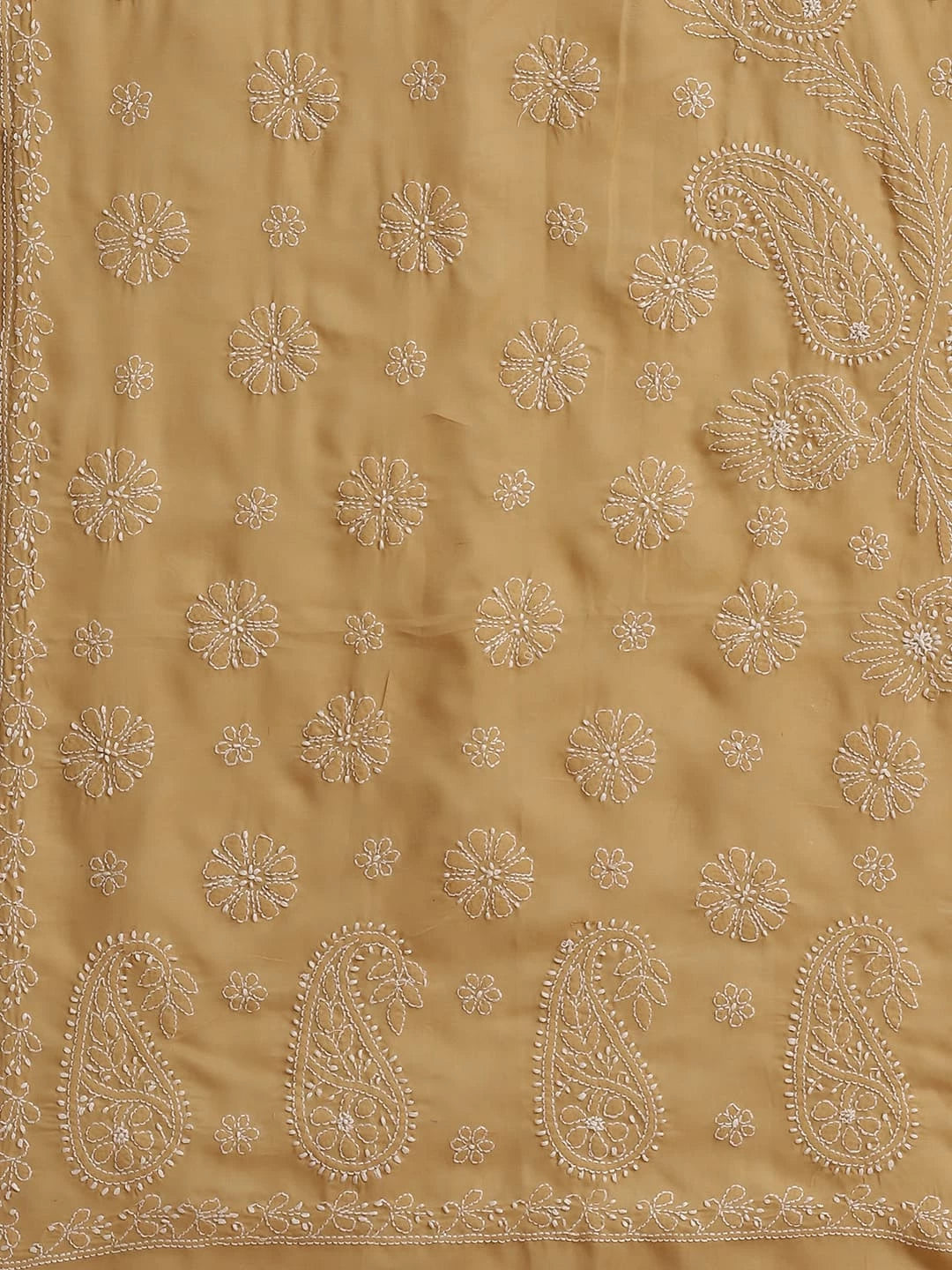 Ada Hand Embroidered Fawn Cotton Lucknow Chikankari Saree With Blouse A311318