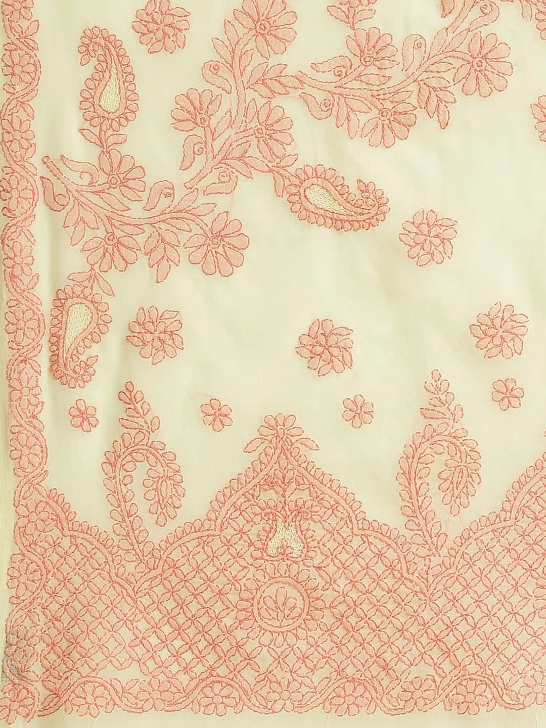 Ada Hand Embroidered Lemon Cotton Lucknowi Chikankari Saree With Blouse A311157