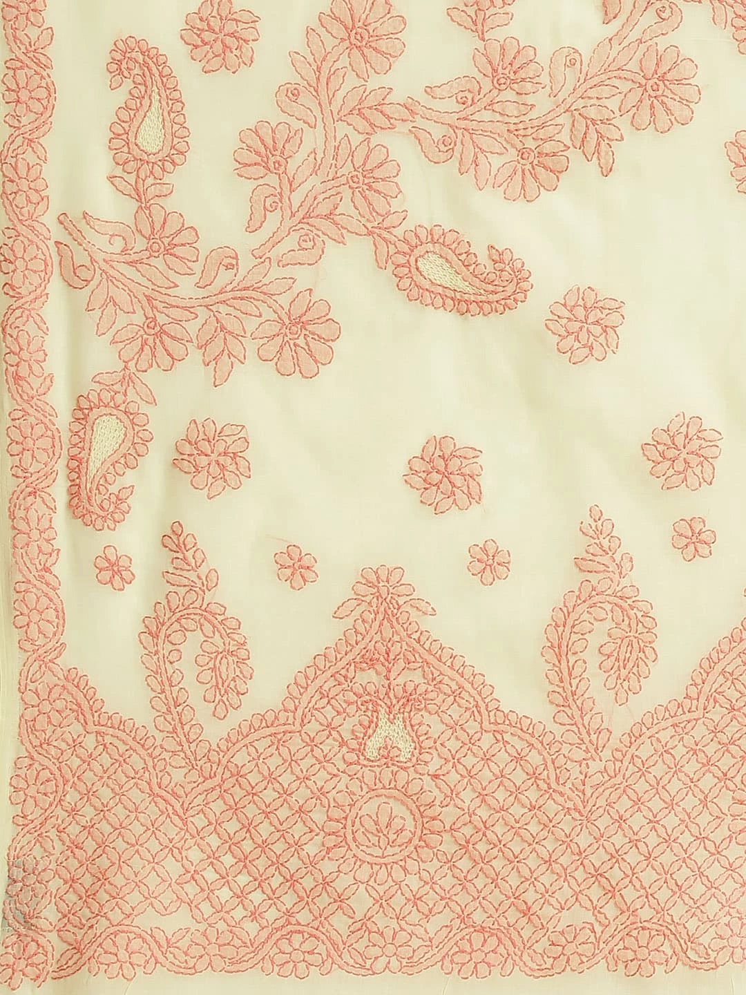 Ada Hand Embroidered Lemon Cotton Lucknowi Chikankari Saree With Blouse A311157