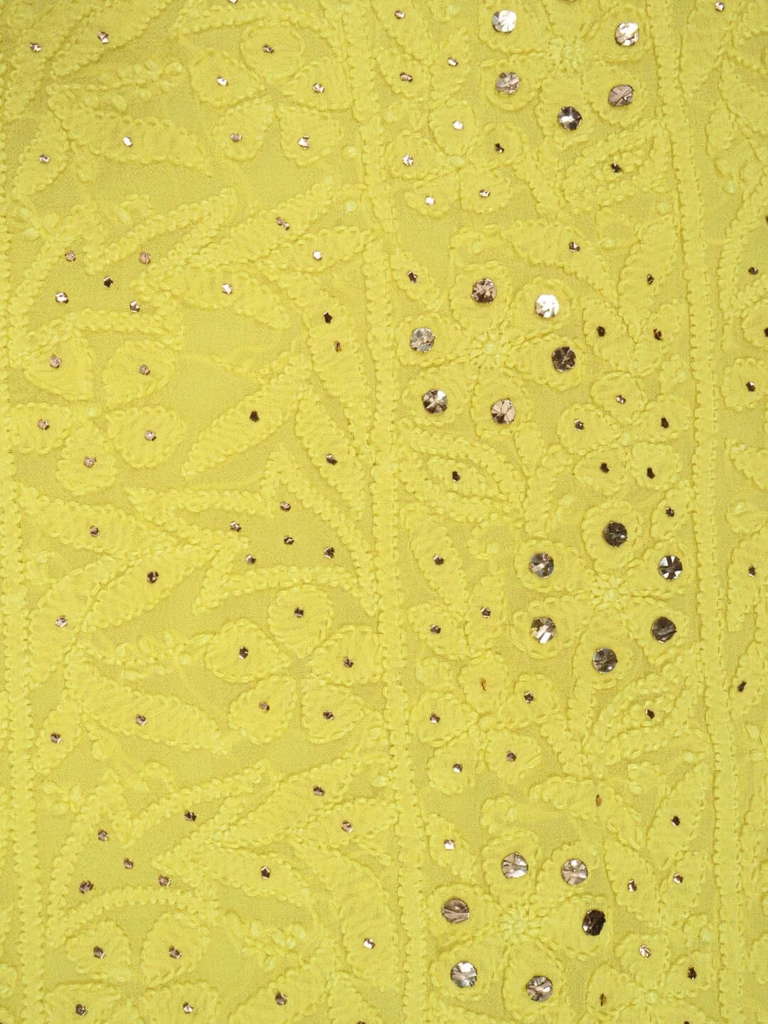 Ada Hand Embroidered Yellow Georgette Lucknowi Chikankari Unstitched Kurta Piece With Muqaish Work 01A154151