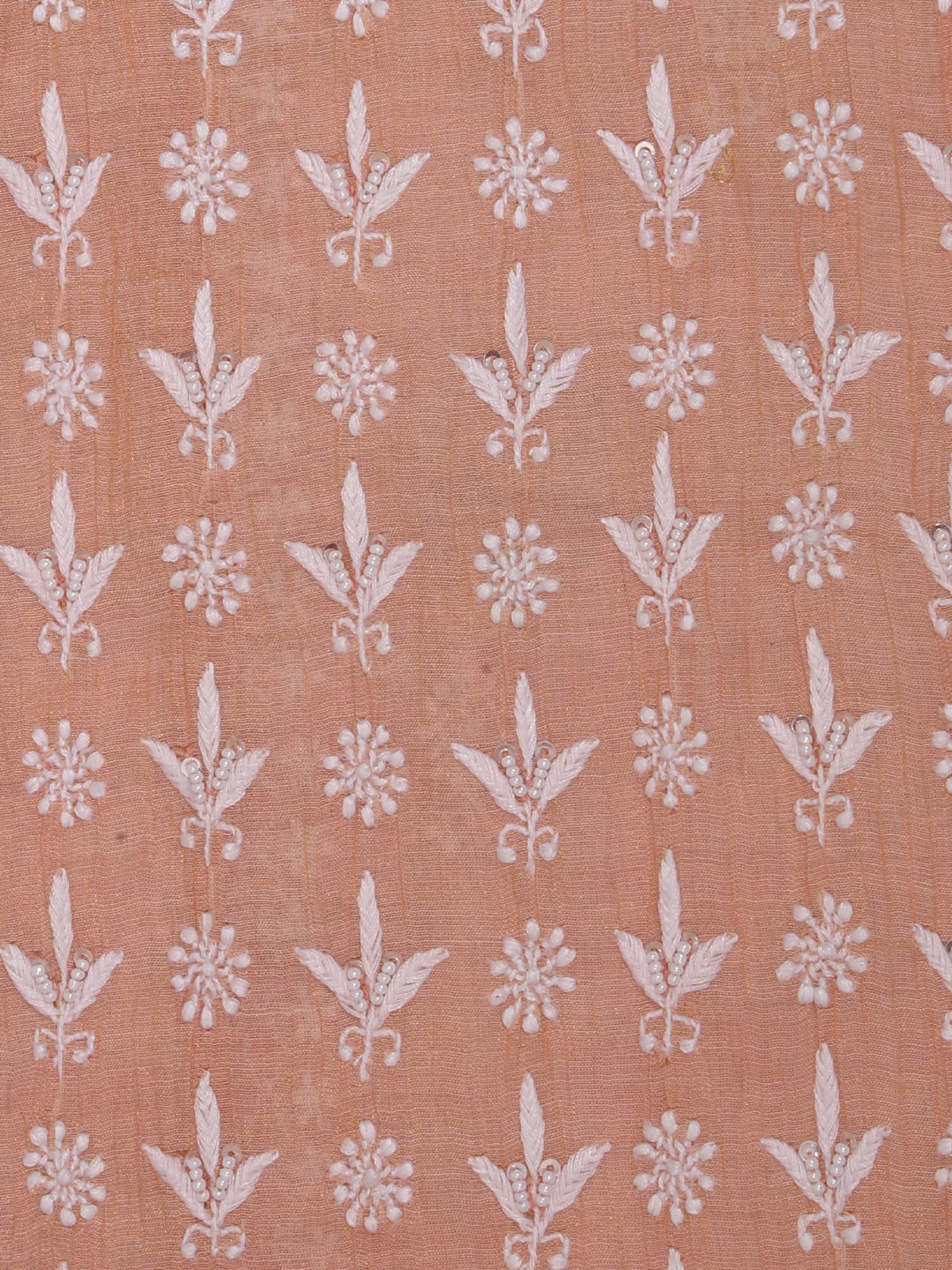 Ada Hand Embroidered Dusty Peach Chanderi Lucknowi Chikankari Semi-Stitched Kurta Dupatta Set With Pearl Work 01A372893