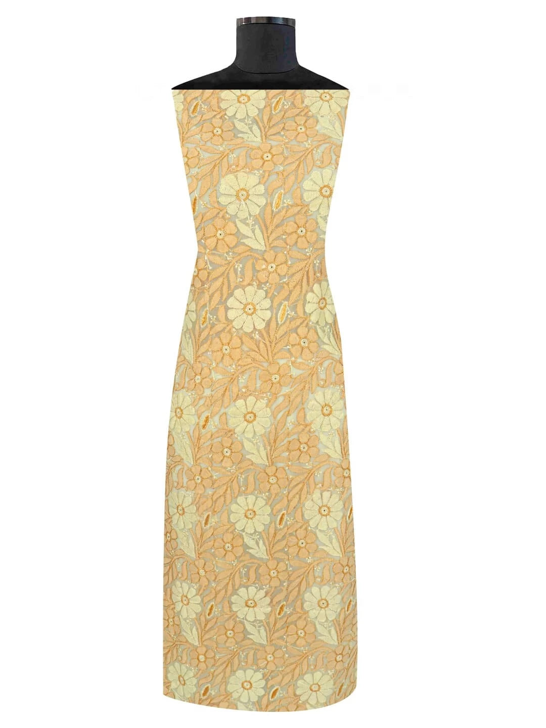 Ada Hand Embroidered Lemon Georgette Lucknowi Chikankari Unstitched Kurta Piece 01A109641