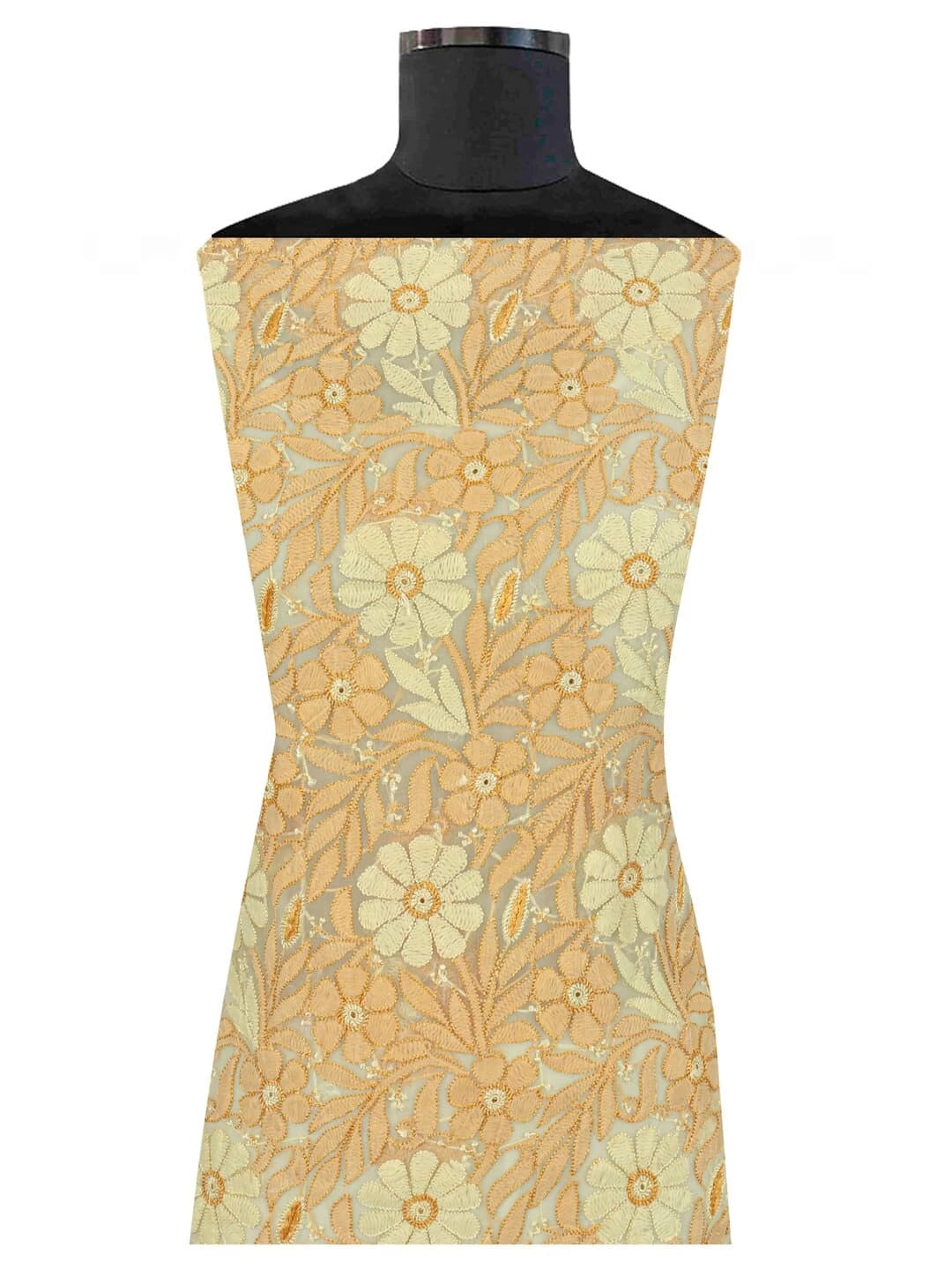 Ada Hand Embroidered Lemon Georgette Lucknowi Chikankari Unstitched Kurta Piece 01A109641