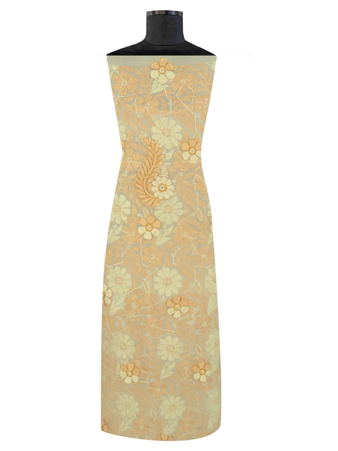 Ada Hand Embroidered Lemon Georgette Lucknowi Chikankari Unstitched Kurta Piece 01A109641