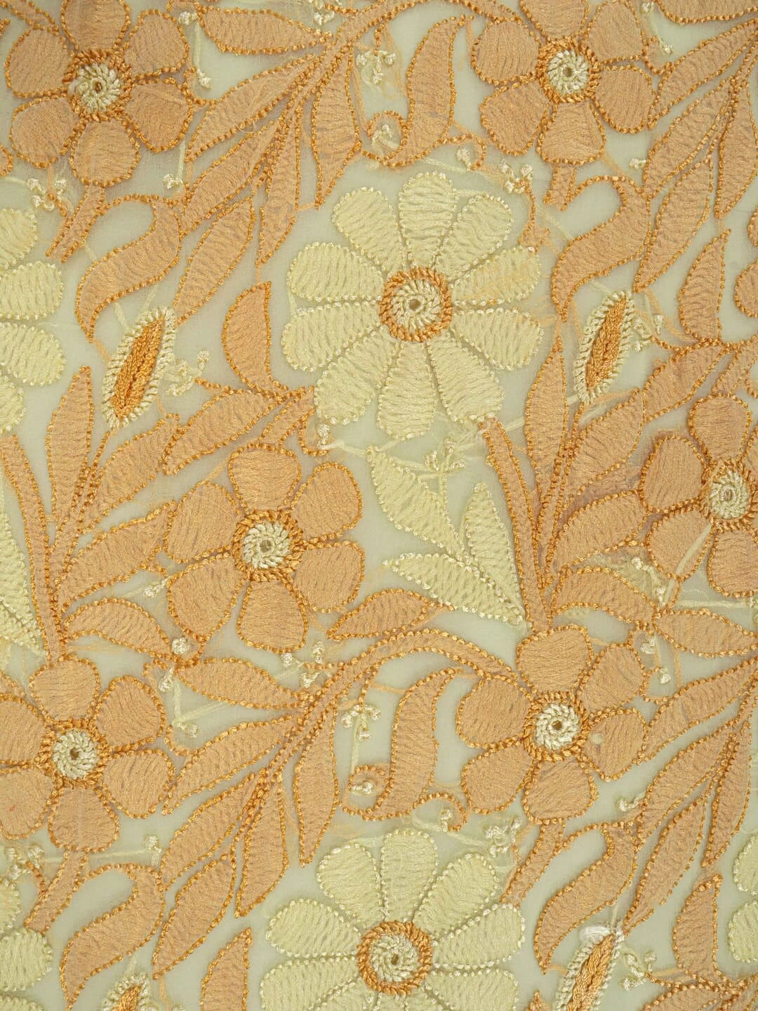 Ada Hand Embroidered Lemon Georgette Lucknowi Chikankari Unstitched Kurta Piece 01A109641