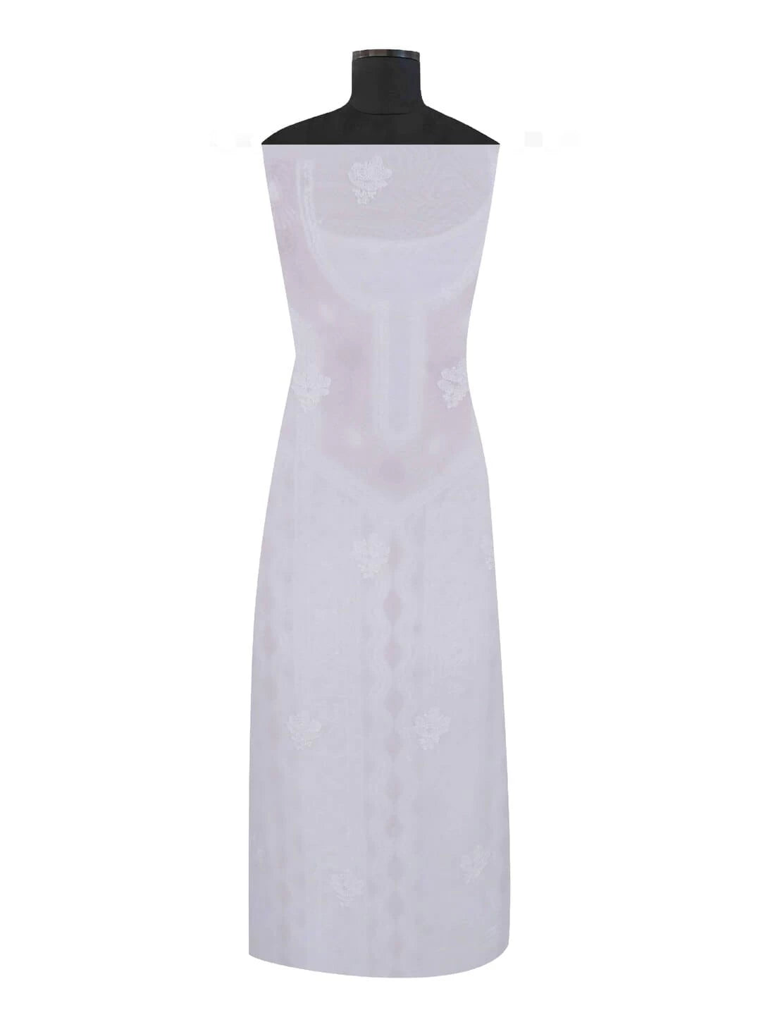 Ada Hand Embroidered White Georgette Lucknowi Chikankari Unstitched Kurta Piece With Pearl Work A579369
