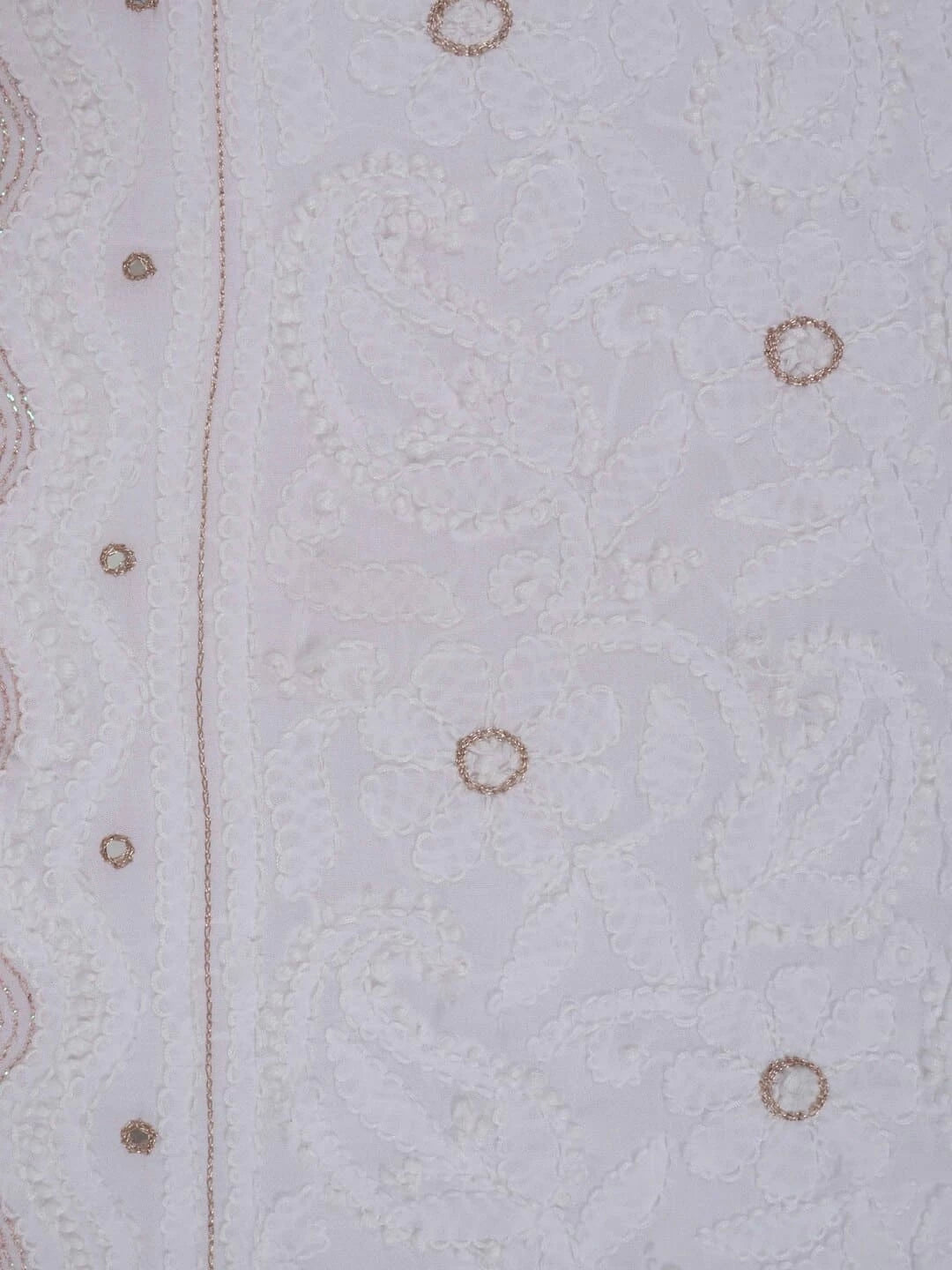 Ada Hand Embroidered White Georgette Lucknowi Chikankari Unstitched Kurta Piece With Pearl Work A579369