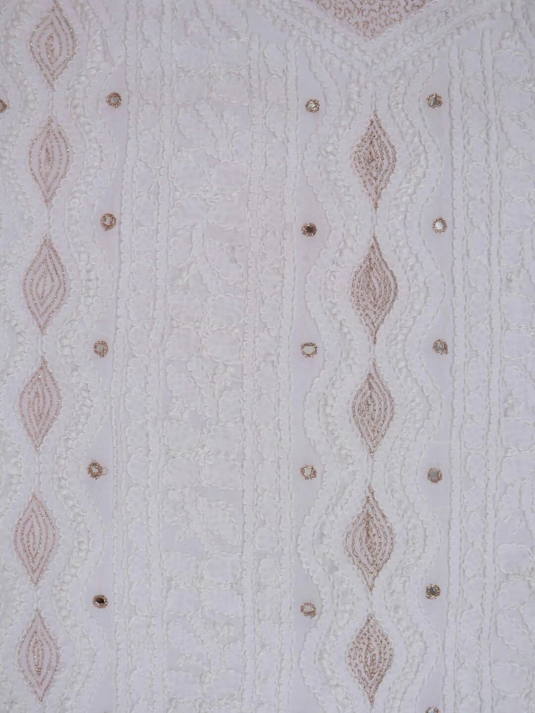 Ada Hand Embroidered White Georgette Lucknowi Chikankari Unstitched Kurta Piece With Pearl Work A579369