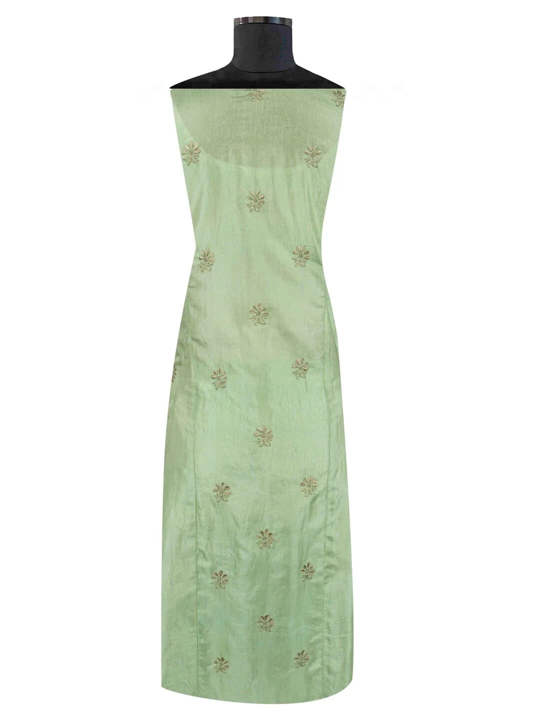 Ada Hand Embroidered Mint Green Silk Lucknowi Chikankari Semi-stitched Kurta Piece A623481