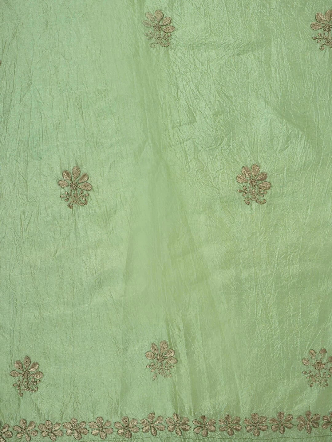 Ada Hand Embroidered Mint Green Silk Lucknowi Chikankari Semi-stitched Kurta Piece A623481