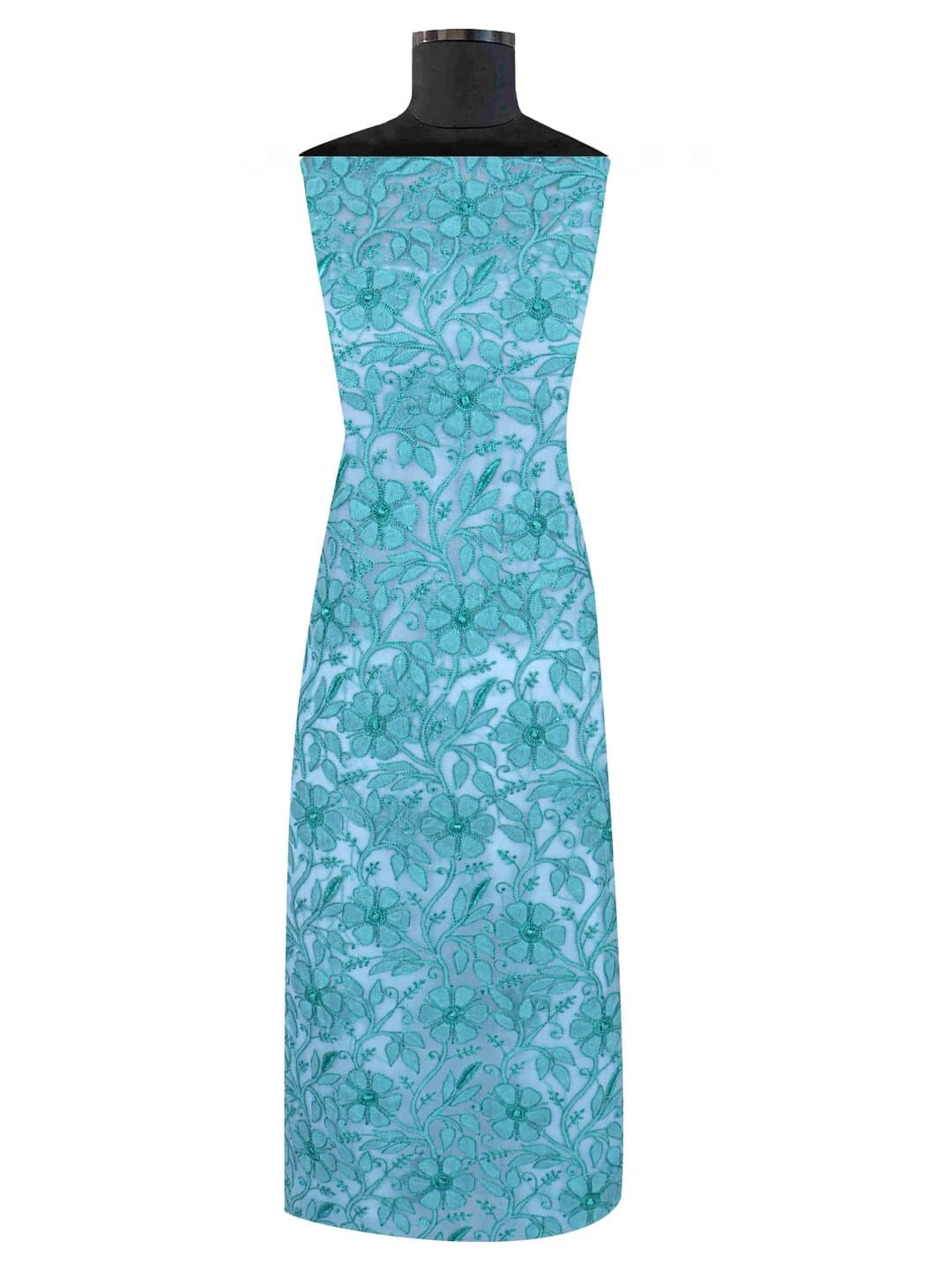 Ada Hand Embroidered Blue Georgette Lucknowi Chikankari Unstitched Kurta Piece 01A160778