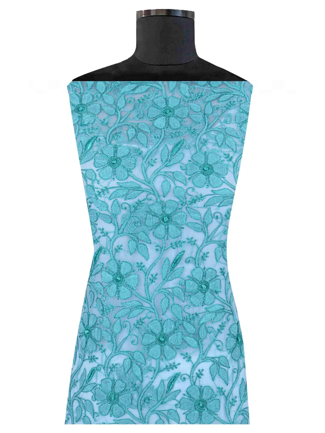Ada Hand Embroidered Blue Georgette Lucknowi Chikankari Unstitched Kurta Piece 01A160778
