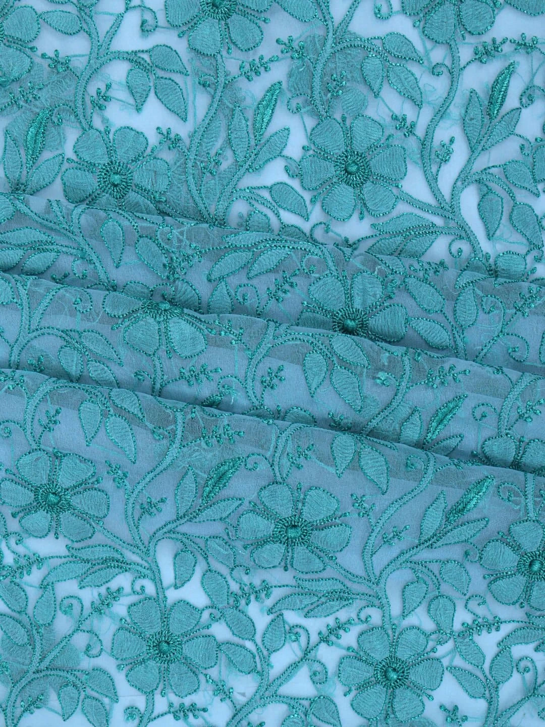 Ada Hand Embroidered Blue Georgette Lucknowi Chikankari Unstitched Kurta Piece 01A160778