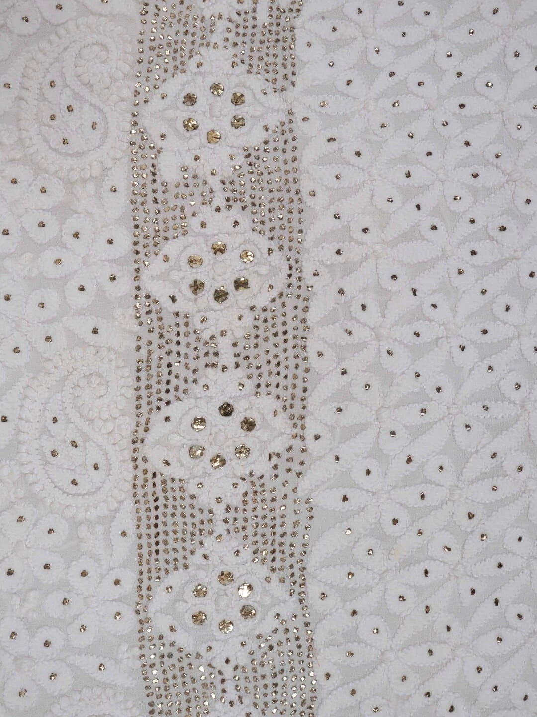 Ada Hand Embroidered White Georgette Lucknowi Chikankari Unstitched Kurta Piece With Muqaish Work A621927