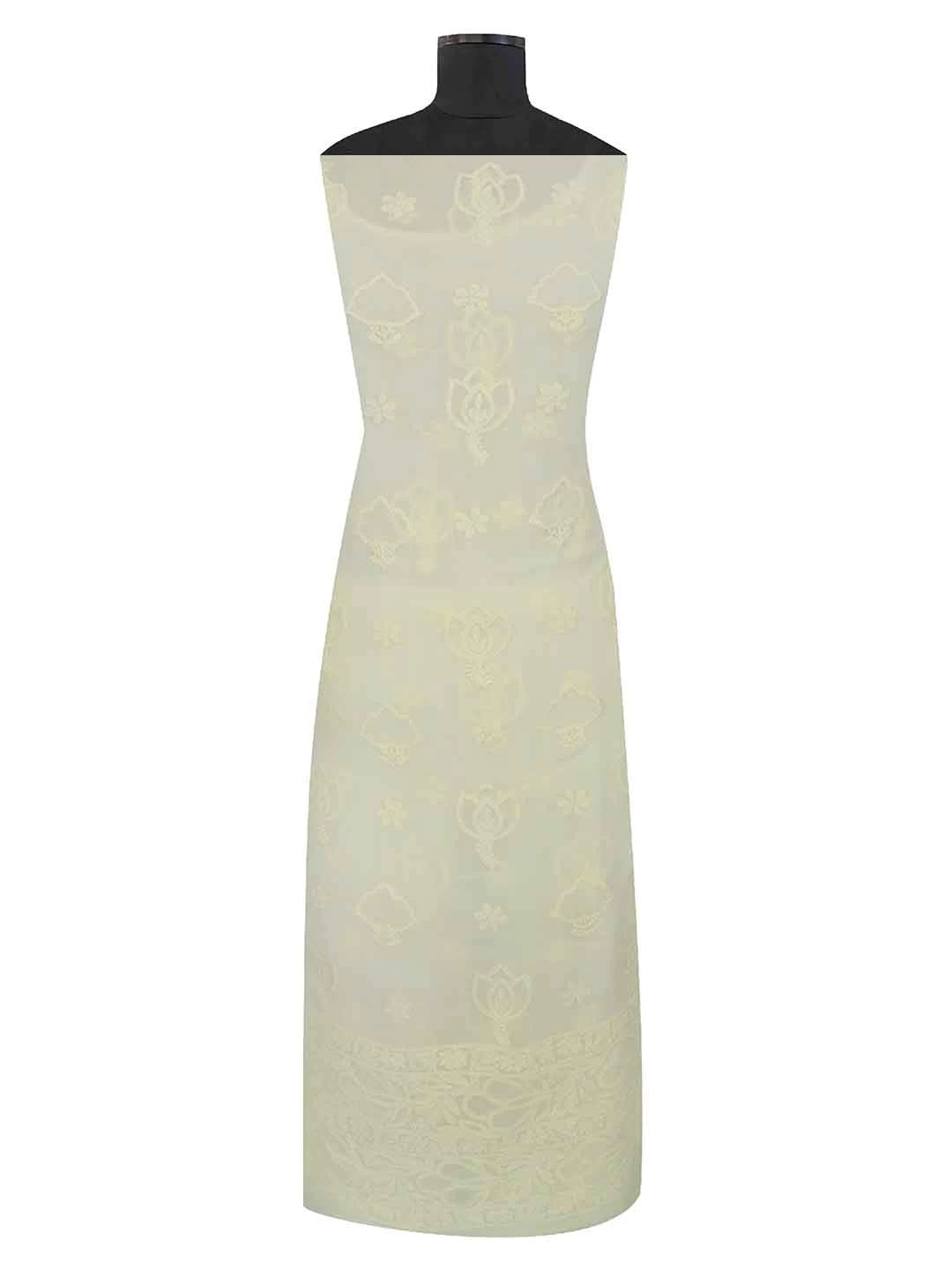 Ada Hand Embroidered Lemon Georgette Lucknowi Chikankari Unstitched Kurta Piece A296702