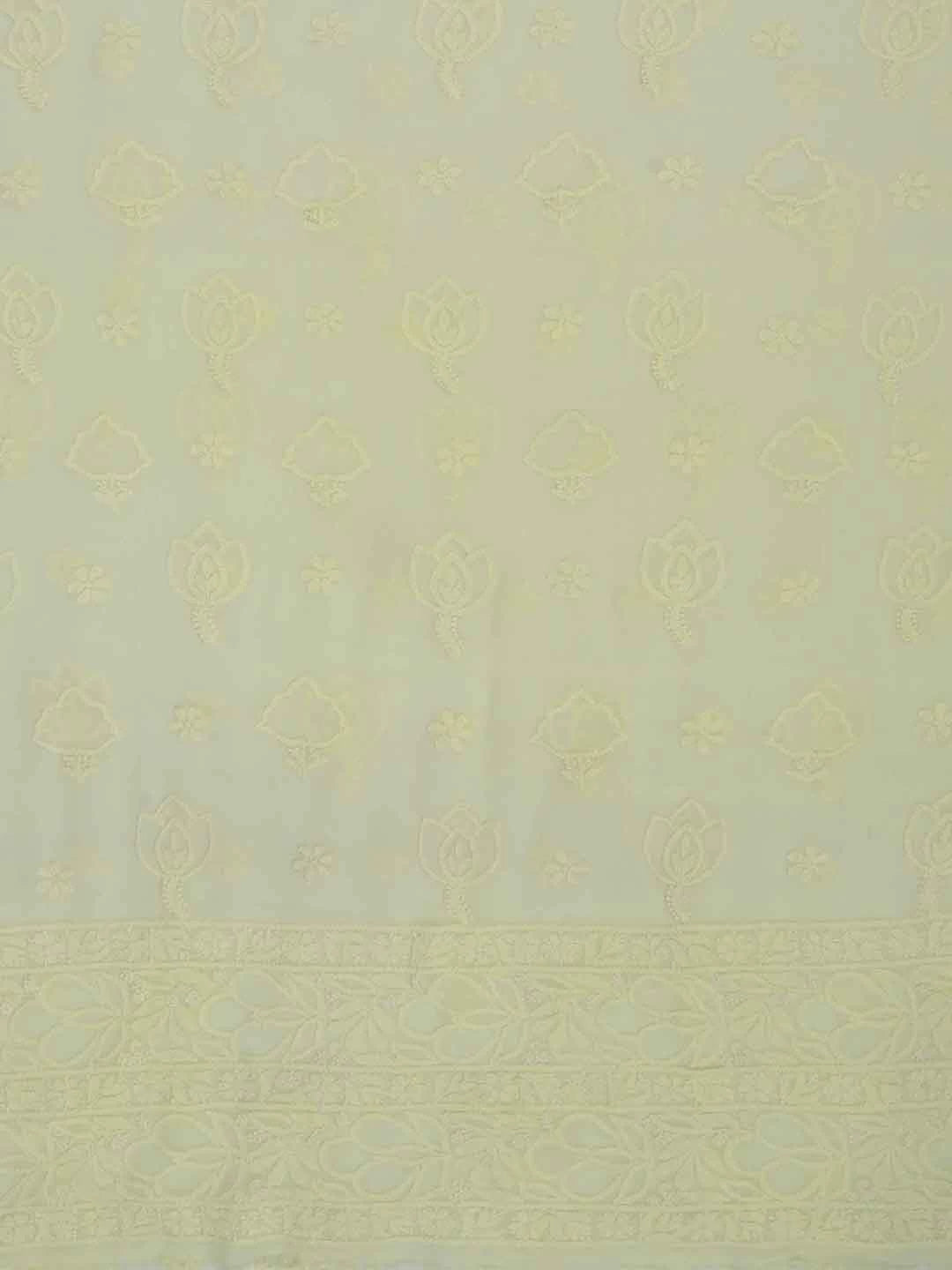 Ada Hand Embroidered Lemon Georgette Lucknowi Chikankari Unstitched Kurta Piece A296702