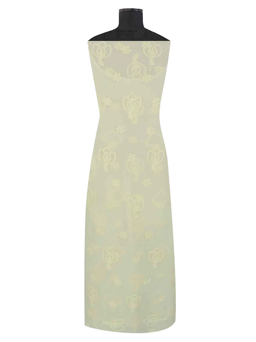 Ada Hand Embroidered Lemon Georgette Lucknowi Chikankari Unstitched Kurta Piece A296702