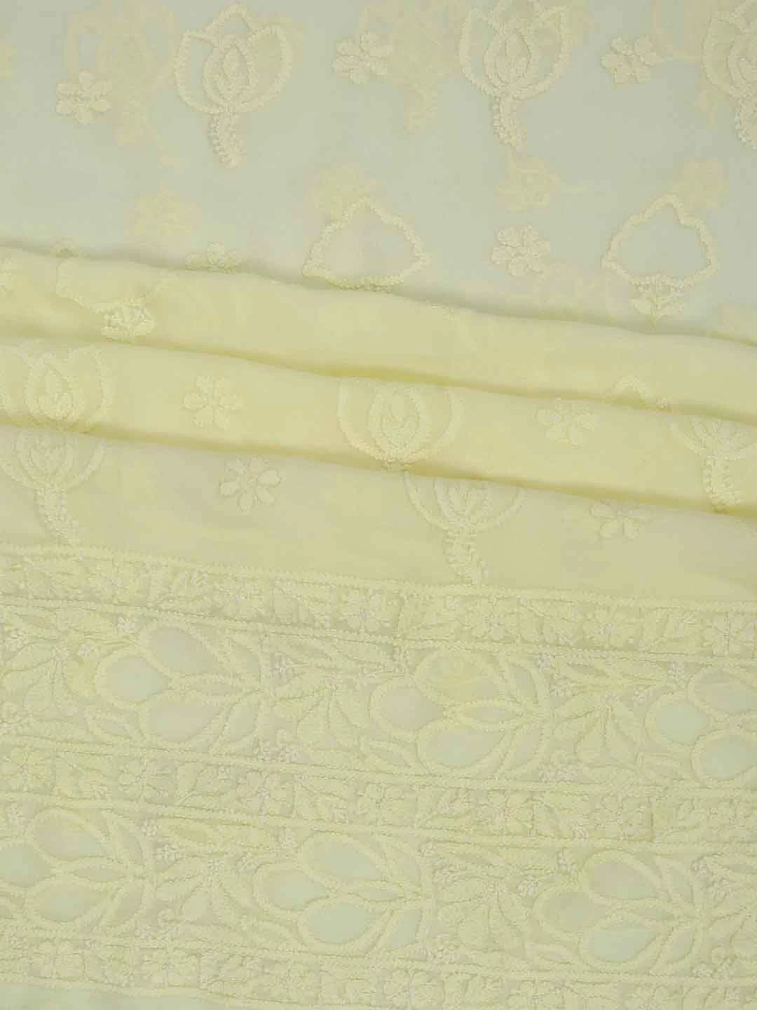 Ada Hand Embroidered Lemon Georgette Lucknowi Chikankari Unstitched Kurta Piece A296702