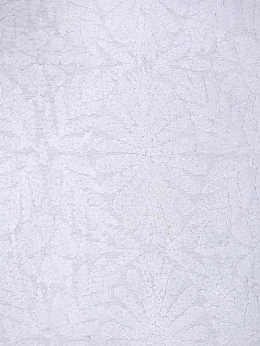 Ada Hand Embroidered White Chanderi Lucknowi Chikankari Unstitched Kurta Piece 01A34669