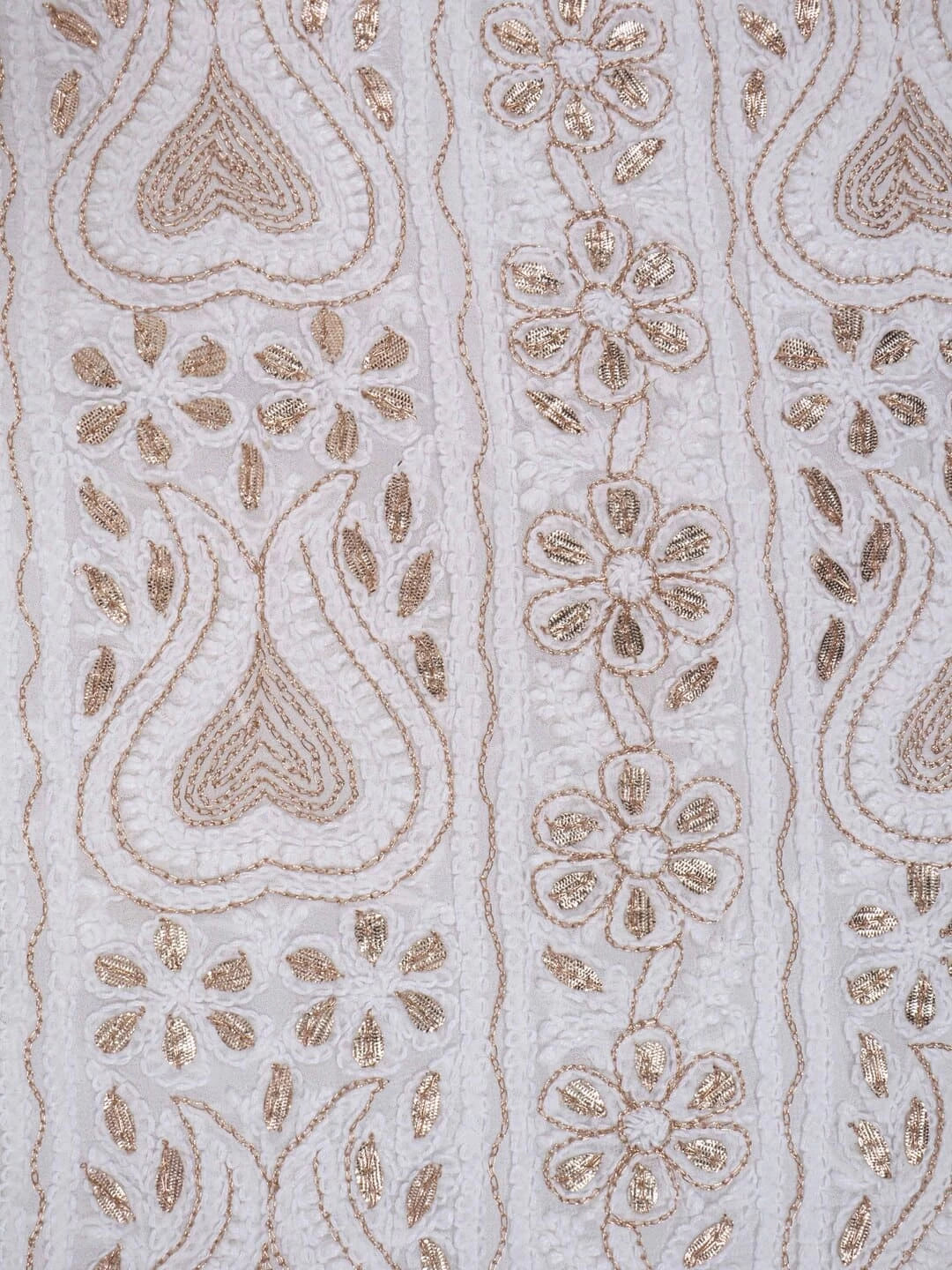 Ada Hand Embroidered White Georgette Lucknowi Chikankari Unstitched Kurta Piece With Gotapatti  Work 01A199476