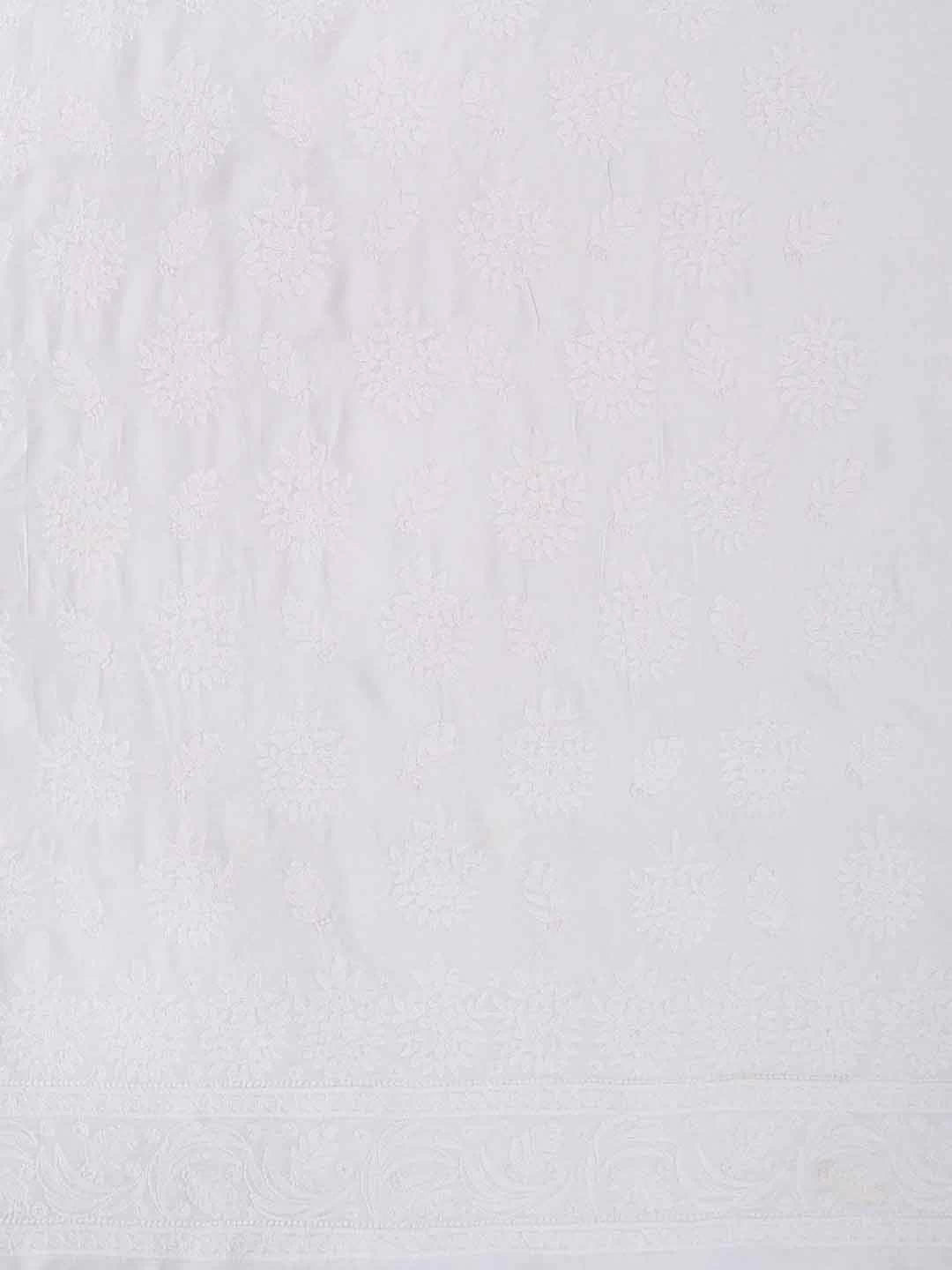 Ada Hand Embroidered White Chanderi Lucknowi Chikankari Unstitched Kurta Piece 01A65931