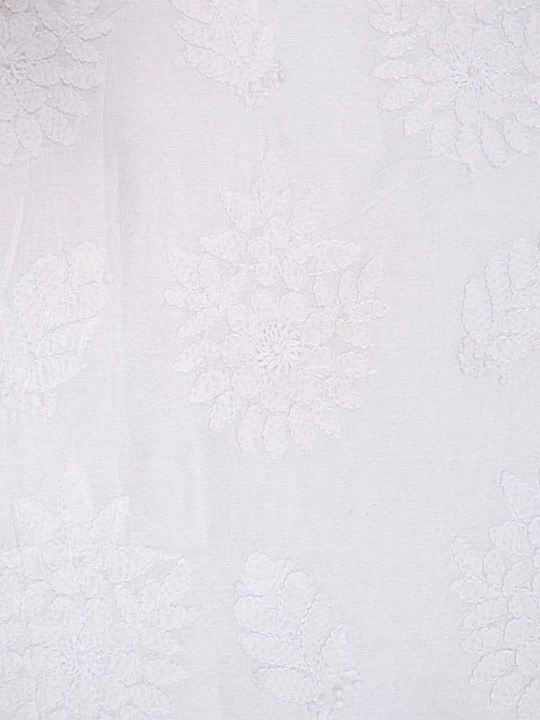 Ada Hand Embroidered White Chanderi Lucknowi Chikankari Unstitched Kurta Piece 01A65931