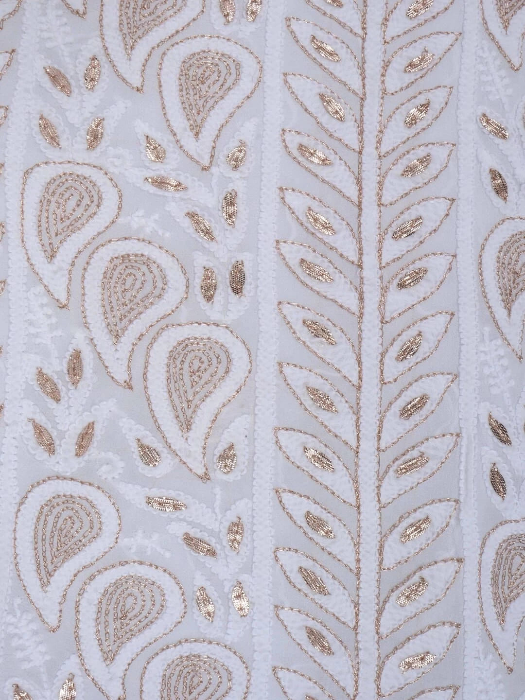 Ada Hand Embroidered White Georgette Lucknowi Chikankari Unstitched Kurta Piece With Gota Patti Work 01A199473