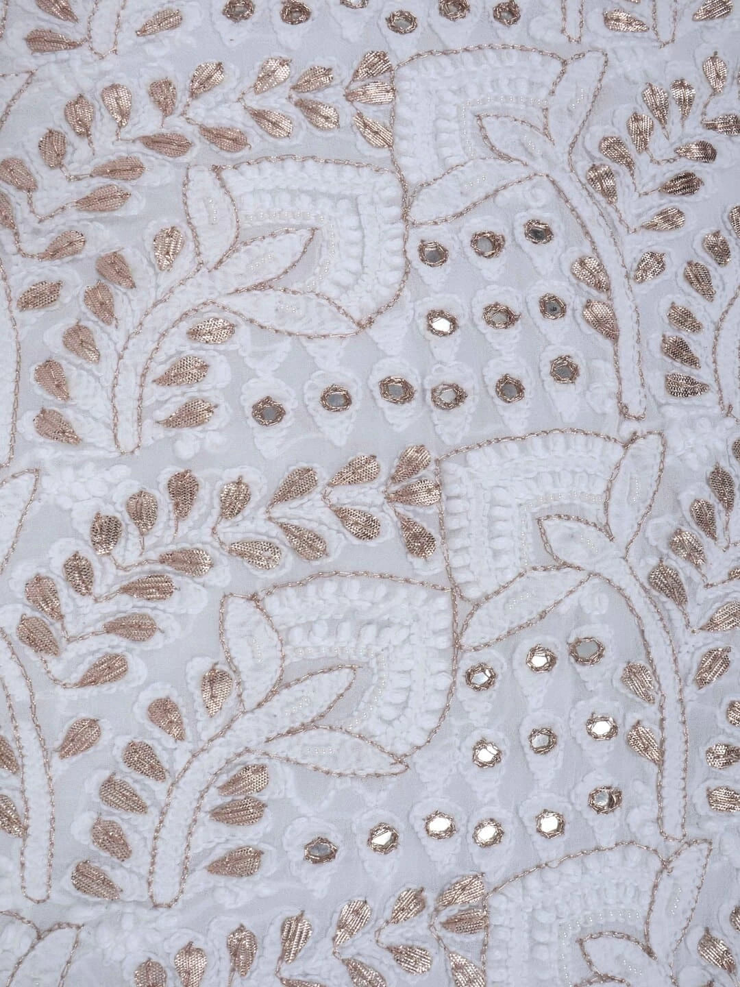 Ada Hand Embroidered White Georgette Lucknowi Chikankari Unstitched Kurta Piece With Pearl Work 01A150917