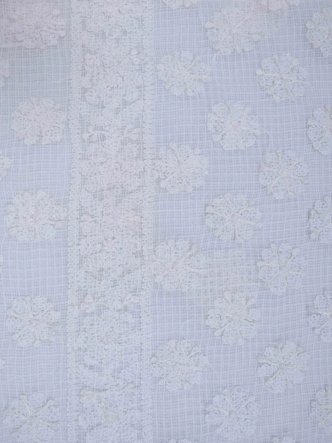 Ada Hand Embroidered White Kota Lucknowi Chikankari Unstitched Kurta Piece 01A172702