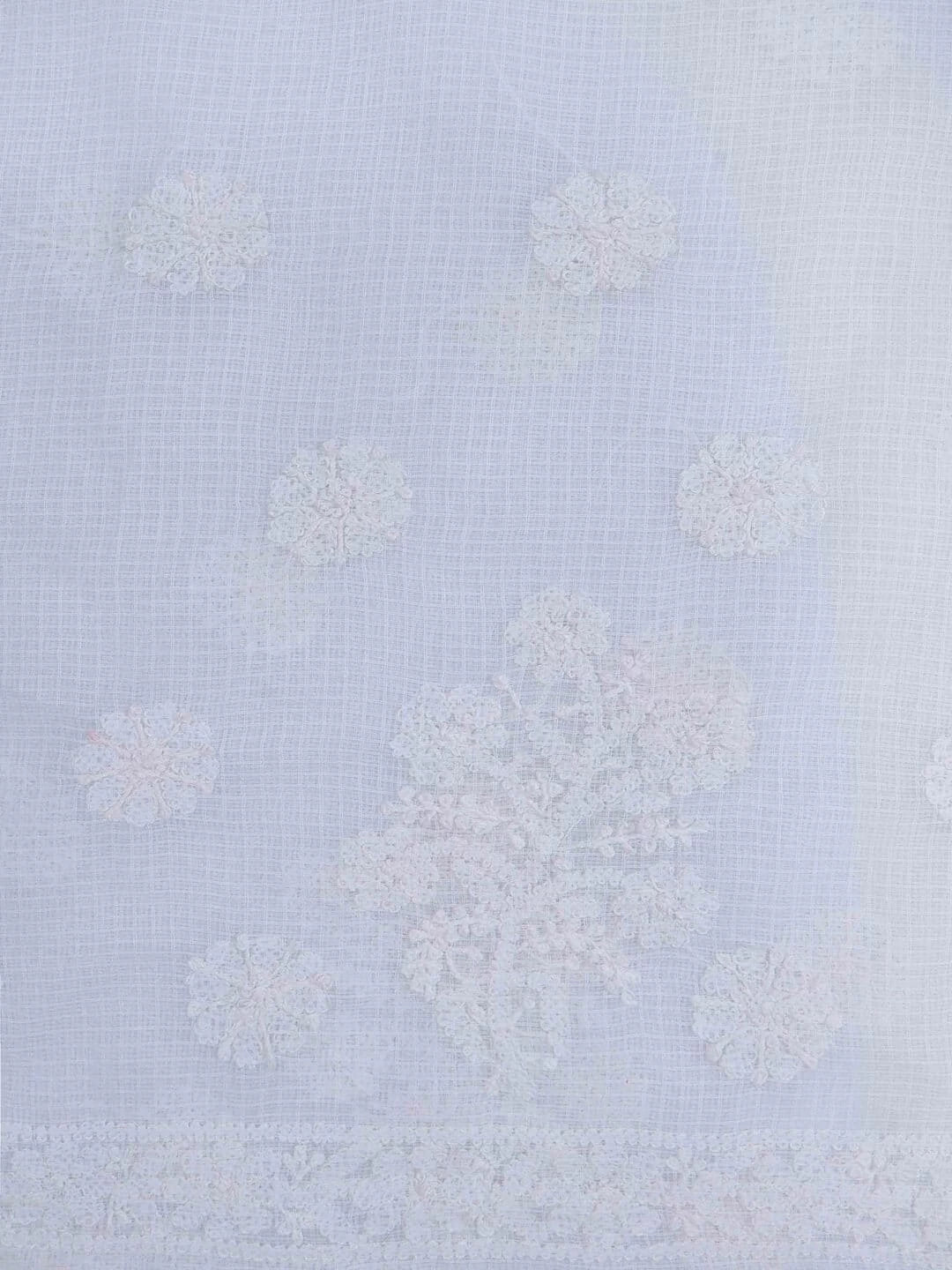 Ada Hand Embroidered White Kota Lucknowi Chikankari Unstitched Kurta Piece 01A172702